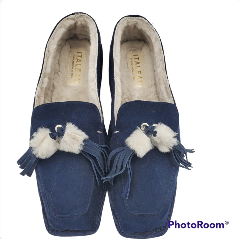 Italeau Roy shearling lined handmade slippers. Sz 41 (US 10.5 M)